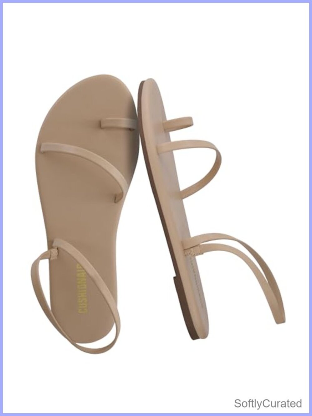 CUSHIONAIRE Women's Chai Strappy Flip Flops Memory Foam Faux Leather Sandals